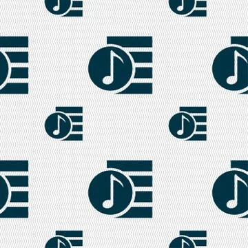 Audio, MP3 file icon sign. Seamless pattern with geometric texture. Vector イラスト素材