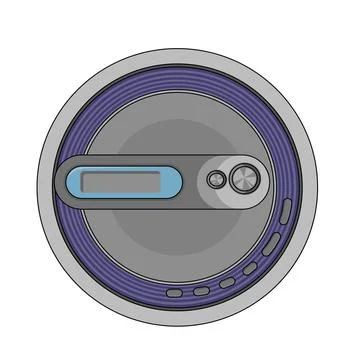 A audio music compact disk player object with a blue button on it Stock Illustration