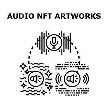 Audio nft artworks creating digital sound assets Stock Illustration