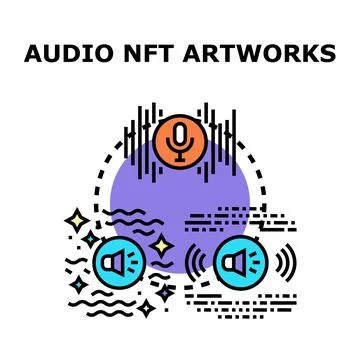 Audio nft artworks creating digital sound assets Stock Illustration