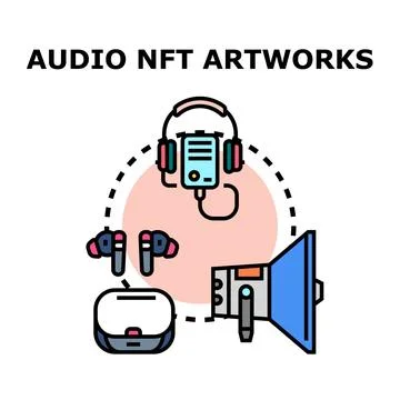 Audio nft artworks creating digital collectible sound content Stock Illustration