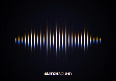 Audio or sound wave with music volume peaks and color glitch effect Stock Illustration
