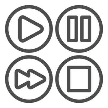 Audio or video player control buttons line icon. Navigation interface symbol 스톡 일러스트