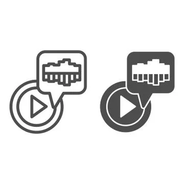 Audio playback button line and solid icon, Sound design concept, Equalizer Stock Illustration