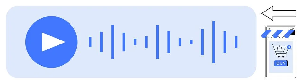 Audio Playback Interface with E-commerce Element Highlight Illustrazione stock