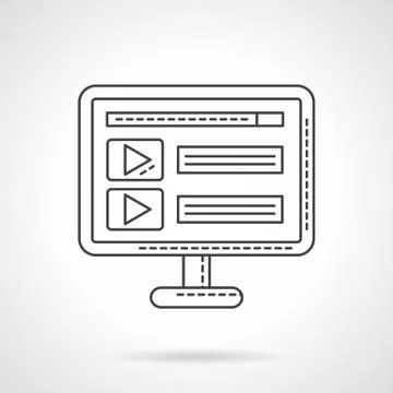 Audio player application flat line vector icon Stock Illustration