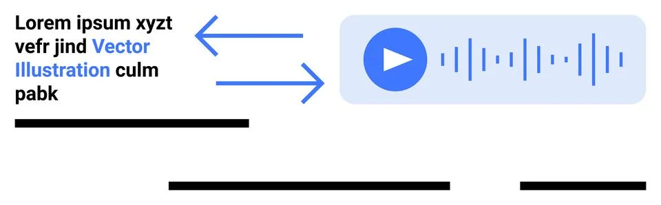 Audio Player with Arrows and Text Elements for Content Interaction Stock-Illustration