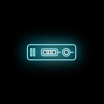 Audio player icon glowing with neon blue light Stock Illustration