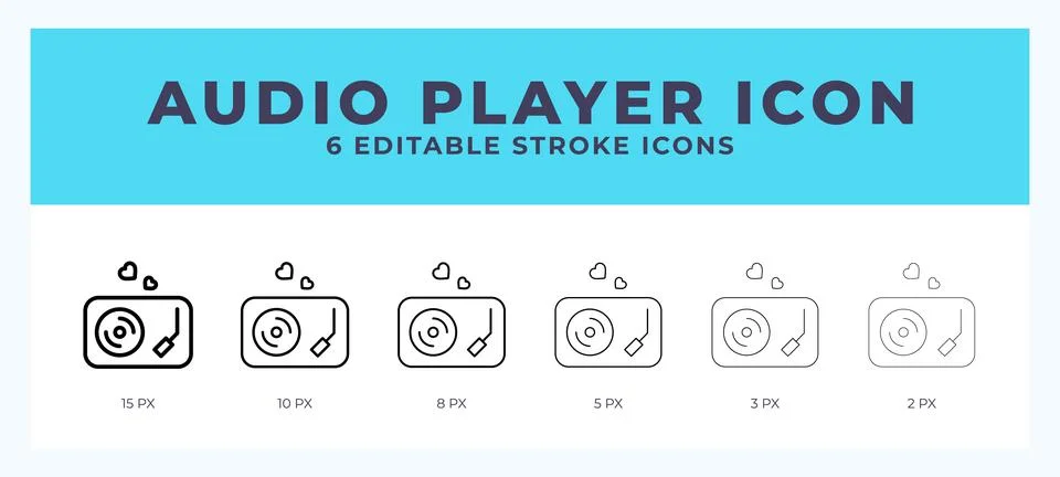 Audio player icon in thin line. Bold line. Regular line. Editable stroke. Stock Illustration