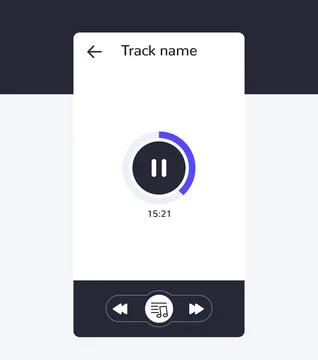 Audio player interface, mobile app design Illustrazione stock