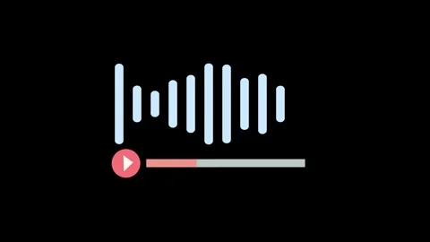Audio player with sound wave icon animation isolated in black background Stock Footage 304777907