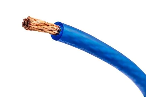 Audio power wire in blue braid Stock Photos