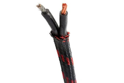 Audio power wire in braid Stockfoto's