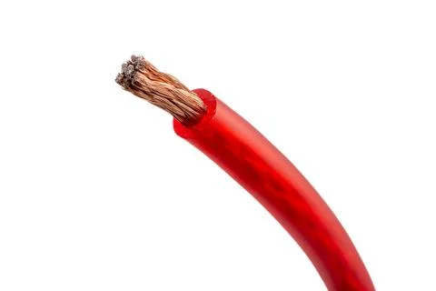Audio power wire in red braid Stock Photos