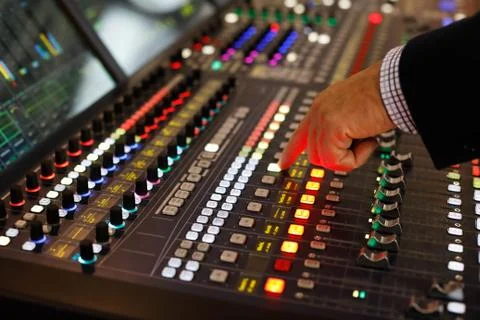 Audio production console Stock Photos