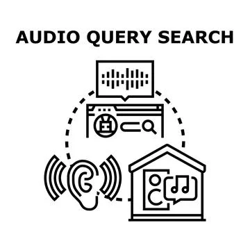 Audio query search technology recognizing sound waves Stock Illustration
