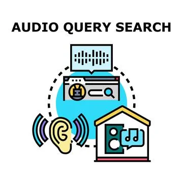 Audio query search technology recognizing sound waves Stock Illustration