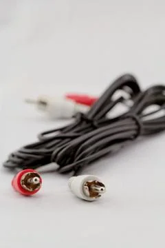 Audio RCA cable on a white background Stock Photos