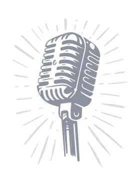 Audio record mic on white background with ray Illustrazione stock