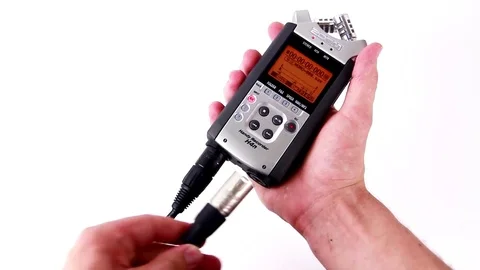 Audio Recorder - Plugging In XLR Cable Vídeo Stock 77433098