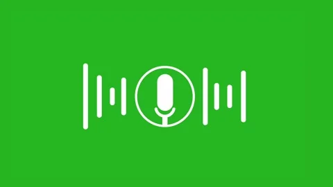 Audio Recording Microphone Icon UI Animation Green Screen 4K Stock Footage 338043277