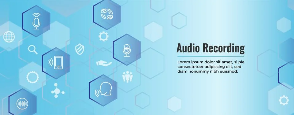 Audio Recording or Voice Command Icon w Sound Wave Images 스톡 일러스트