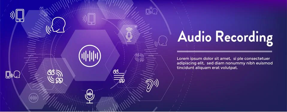Audio Recording or Voice Command Icon w Sound Wave Images Stock Illustration