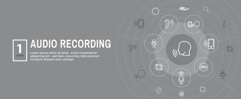 Audio Recording or Voice Command Icon w Sound Wave Images Stock Illustration