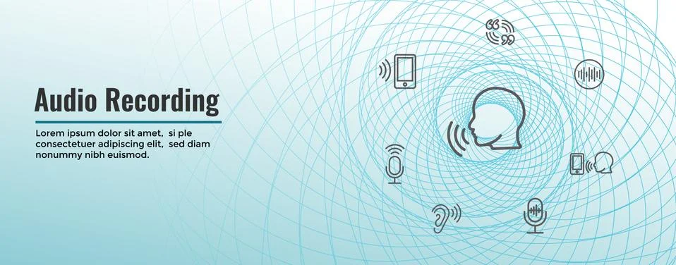 Audio Recording or Voice Command Icon w Sound Wave Images Illustrazione stock