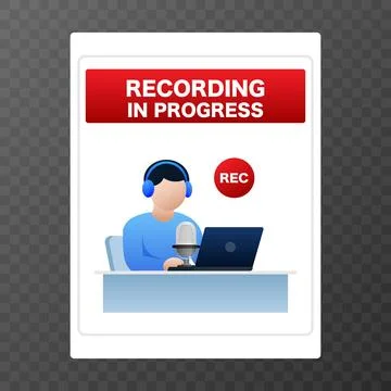 Audio Recording In Progress Indicator with Microphone. Vector illustration. Stock Illustration
