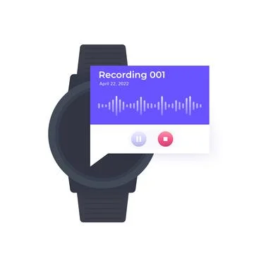 Audio recording in smart watch, interface design Stock Illustration