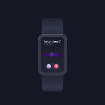 Audio recording in smart watch, vector ui design Stock Illustration