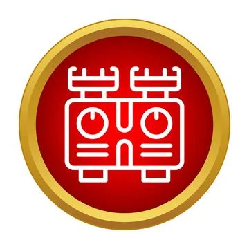 Audio recording studio equipment icon on red background Stock Illustration