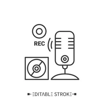 Audio records line icon. Editable illustration Stock Illustration