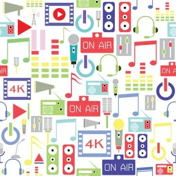 Audio seamless pattern background icon. Stock Illustration