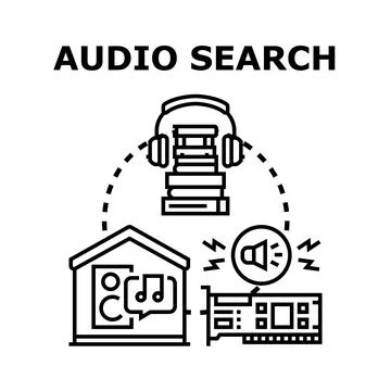 Audio search concept exploring voice recognition technology Stock Illustration