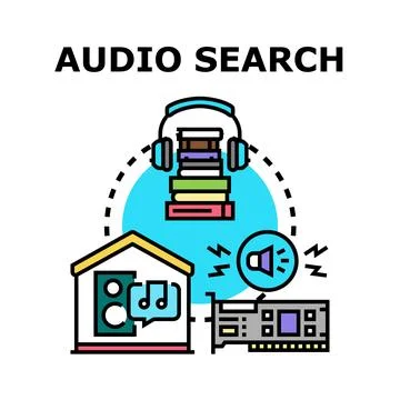 Audio search concept exploring voice recognition technology Stock Illustration