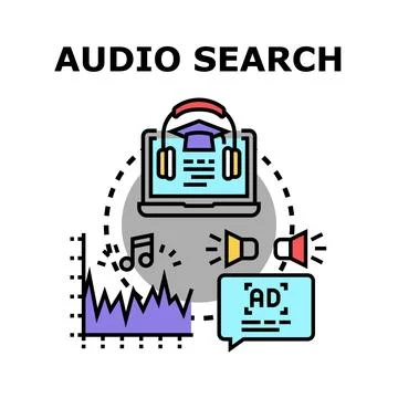 Audio search concept using technology for sound analysis Stock Illustration