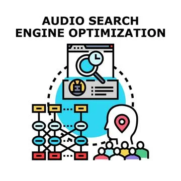 Audio search engine optimization business concept developing Stock Illustration