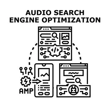 Audio search engine optimization developing digital marketing strategy Stockillustratie