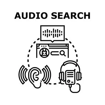 Audio search technology identifying sound waves concept Stock Illustration