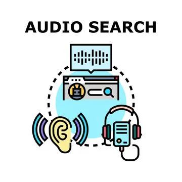 Audio search technology identifying sound waves concept Stock Illustration