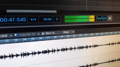 Audio sequencer on a computer. Recording music, songs. Software writing music. Stock Footage 269126037