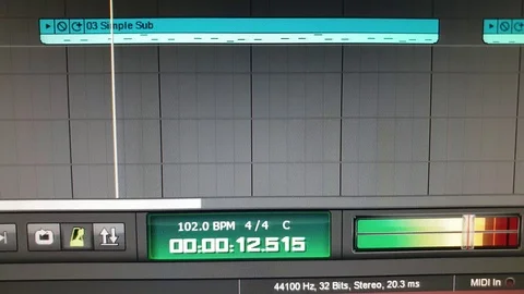 Audio sequencer on the computer. Writing music on a computer. Stock Footage 119126486