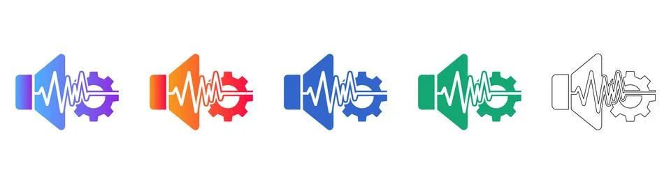 Audio Settings Icon with Speaker and Sound Wave Stock Illustration