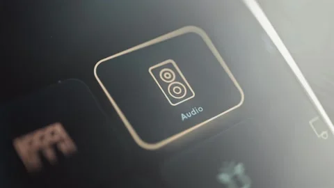 Audio settings tile opens with twin speaker symbol Stock Footage 346038717