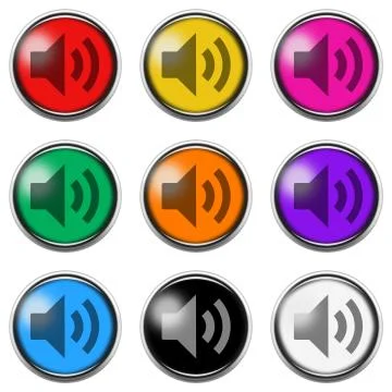 Audio sign button icon set isolated on white with clipping path Stock Illustration