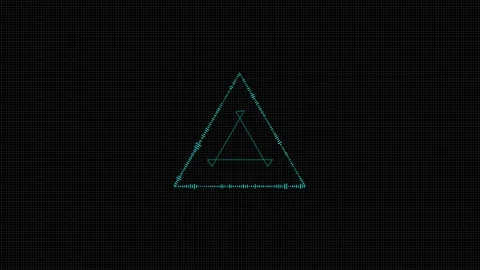 Audio signal animation triangle equalizer sound wave motion on black particle Stock Footage 102042412