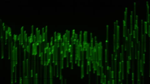 Audio signal on oscilloscope screen. Communication and electronics Video stock 219719215