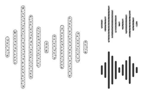 Audio Signal Vector Mesh 2D Model and Triangle Mosaic Icon 库存插图